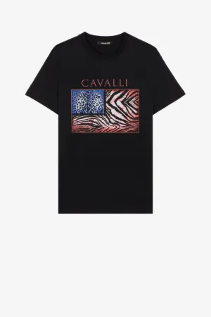Camiseta de algodón con estampado Animalier Patchwork