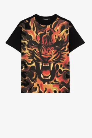 Camiseta de algodón con estampado Flame Lion