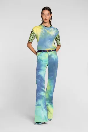 Camiseta de algodón con estampados tie-dye y Jaguar