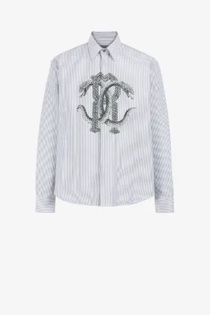 Camiseta de algodón mil rayas con estampado Mirror Snake