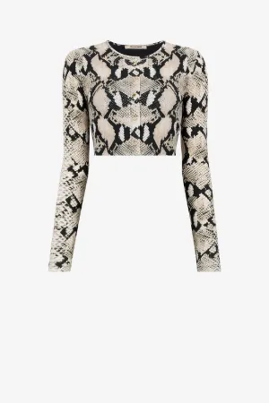 Cardigan court à imprimé python