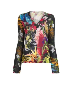 Cardigan in seta con stampa Paradise Found