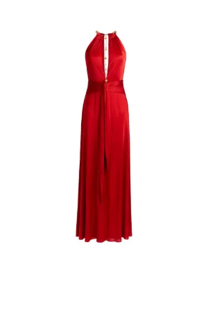 Chain-Embellished Maxi Dress