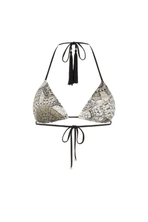 Chain-Print Halterneck Bikini Top