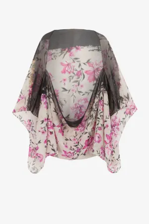Chal de seda con estampado Flower