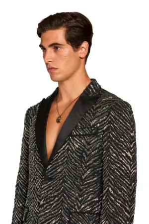 chaqueta con motivo Zebra Chevron y Príncipe de Gales