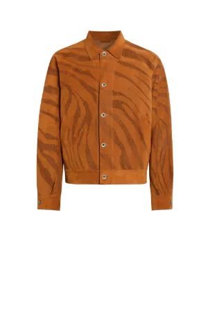 chaqueta de cuero con motivo Macro Zebra perforado con láser