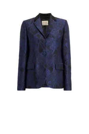 chaqueta Iris de cloqué de color negro y azul
