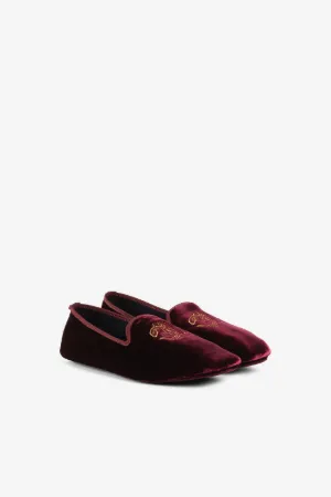 Chaussons en velours à logo Mirror Snake brodé