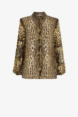 Chemise à imprimé ocelot et lacets