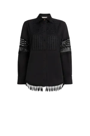 Chemise en coton à empiècements en crochet