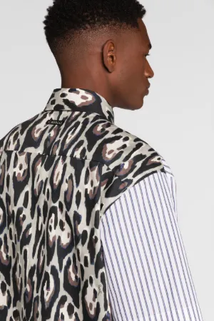 Chemise en coton à imprimés jaguar et rayures