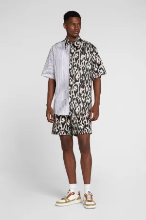 Chemise en coton à imprimés jaguar et rayures