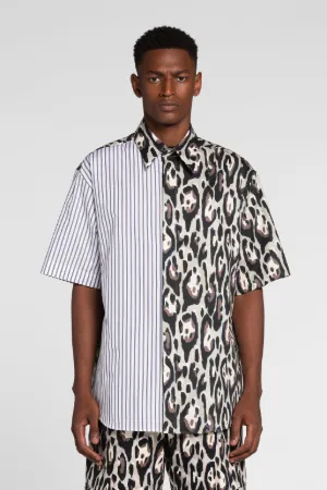 Chemise en coton à imprimés jaguar et rayures