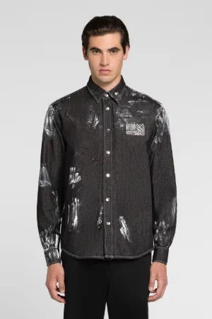 Chemise en jean à appliqué Animalier Patchwork