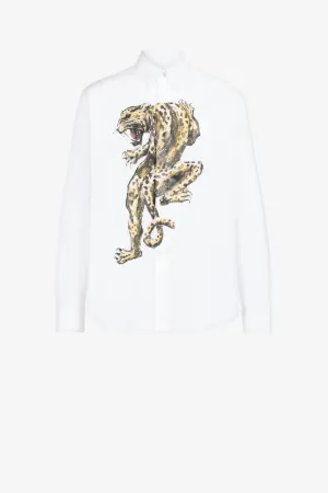 Chemise en soie à imprimé jaguar