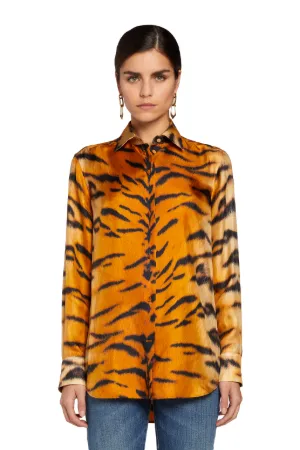 Chemise en soie à imprimé La Tigresse