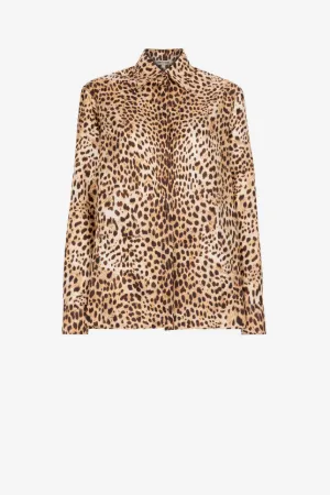 Chemise en soie à imprimé léopard