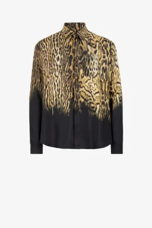 Chemise en soie à imprimé ocelot