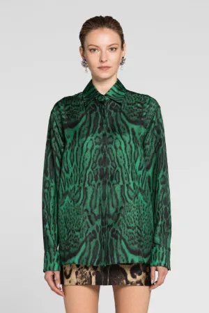 Chemise en soie à imprimé ocelot