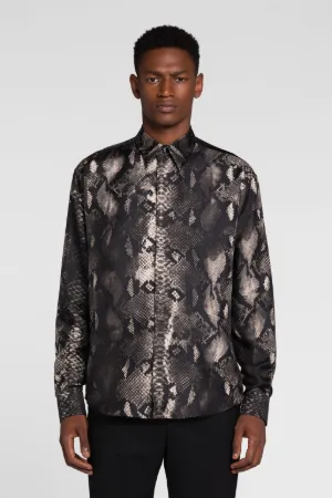 Chemise en soie à imprimé Rock Python