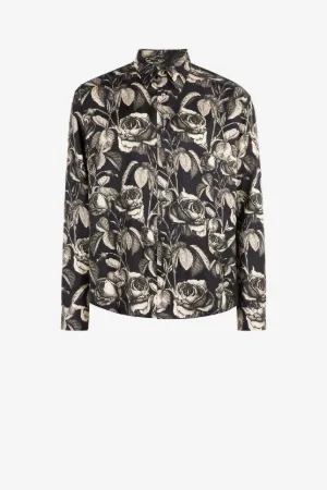 Chemise en soie à imprimé roses