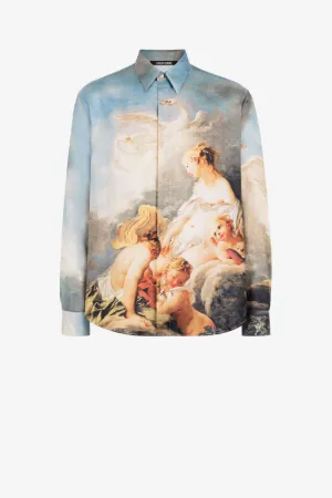 Chemise en soie à imprimé tableau