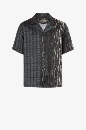 Chemise en soie à imprimés ocelot et RC Monogram