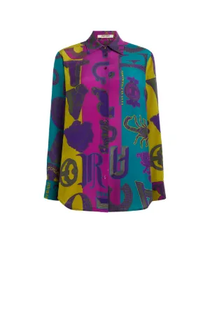 Chemise en soie motif Cavalli Mania