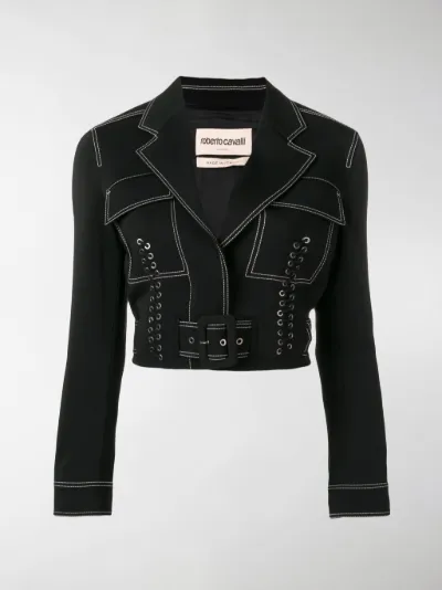 cropped contrast stitch jacket