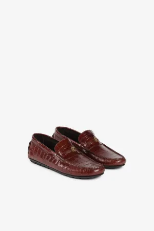 Croc-Embossed Loafers