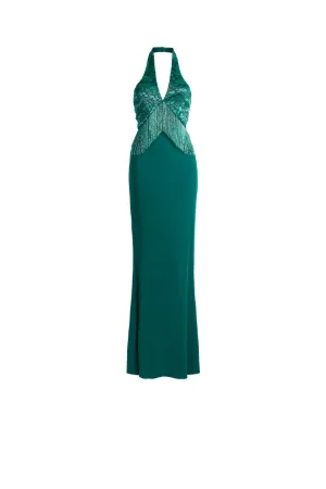 Crocodile Zebra Bead-Embellished Maxi Dress