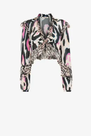 Crop top con volantes y estampado Jaguar