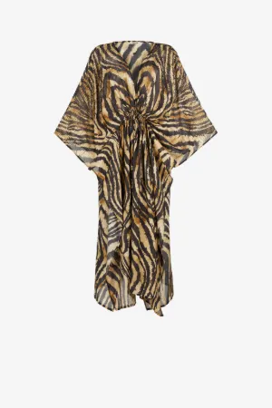 Crystal-Embellished Freedom-Print Kaftan