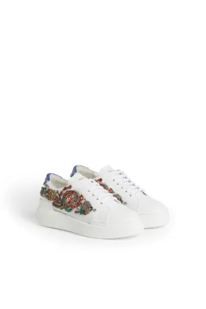 Crystal Embellished Leather Sneakers - Tienda Online Oficial de Roberto  Cavalli®