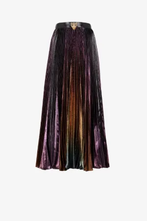 Crystal-Embellished Panther Head Pleated Skirt