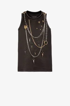 Débardeur en cuir à ornements Tiger Tooth