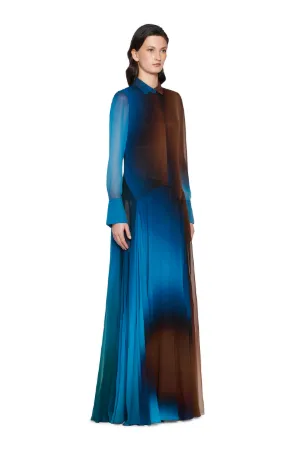 blue silk gown