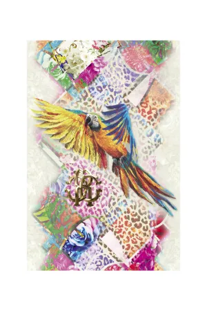 Dekorplatte mit Papagei und Logo