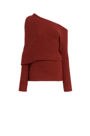 Drapierter Pullover in Rippstrick