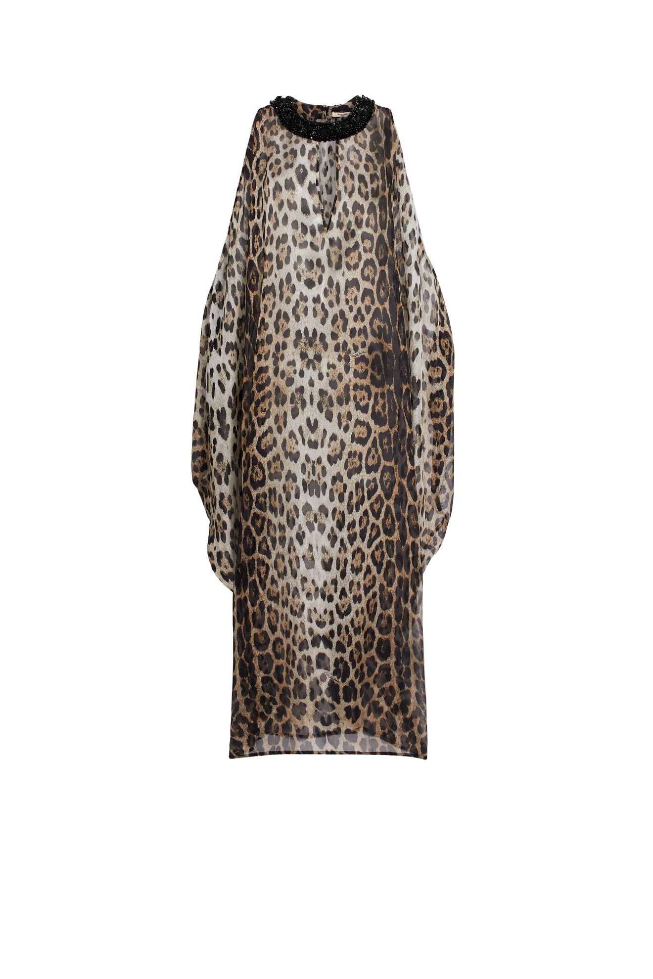 Embellished collar silk kaftan dress | Roberto Cavalli ...