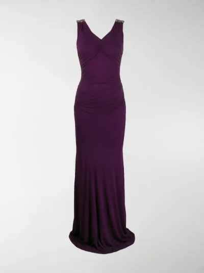 purple embellished maxi dress
