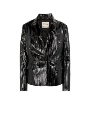 Embroidered Coated Blazer