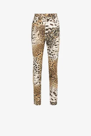 Enge Jeans mit Jaguar-Print