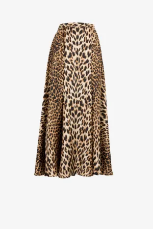Falda de seda con estampado Leopard
