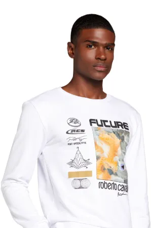 Felpa con loghi e inserto Global Earth -Sito ufficiale di Roberto Cavalli®