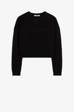 Felpa cropped con logo Cavalli Mansion