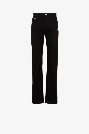 Fire Panther-Print Straight-Leg Jeans