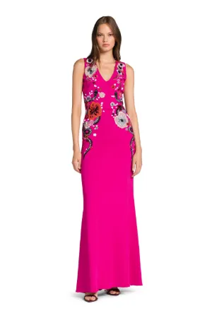 Floral And Snake-Embroidered Maxi Dress