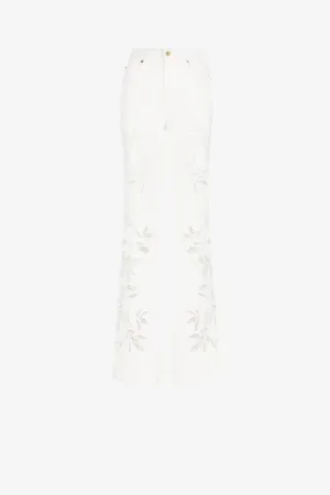 Floral Cut-Out Flared Jeans